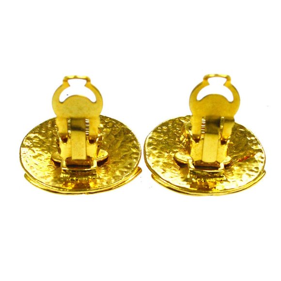 CHANEL CC Quilted Button Motif Earrings Gold-Tone - Picture 3 of 4